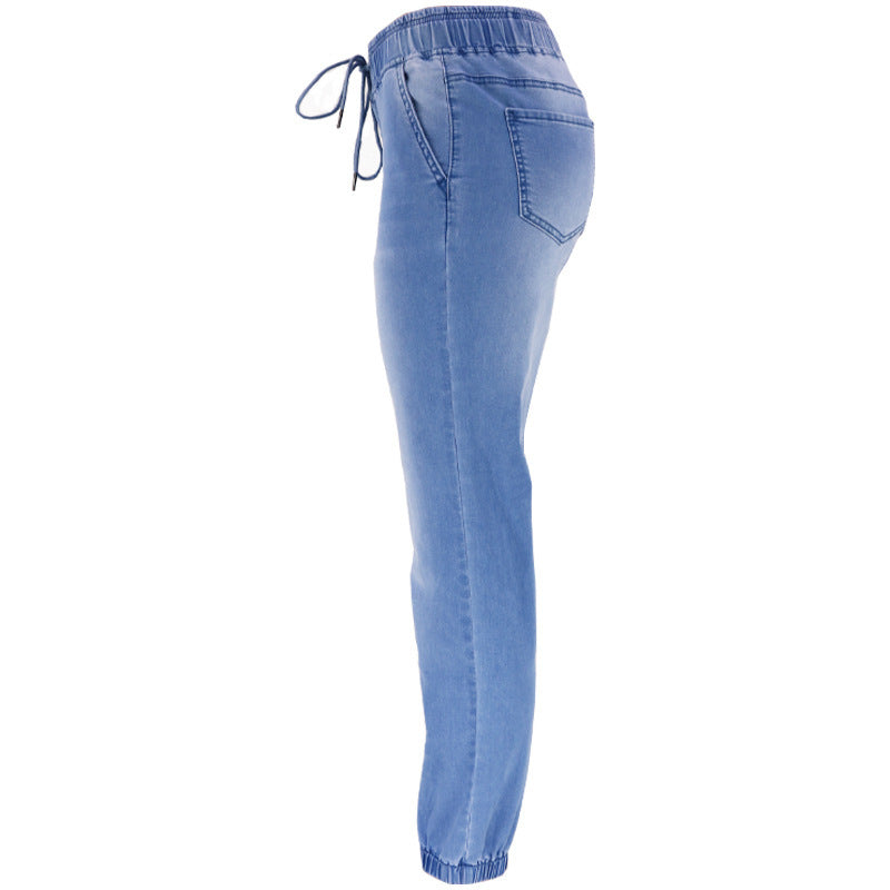 Pantalones deportivos de mezclilla elásticos casuales de moda para mujer