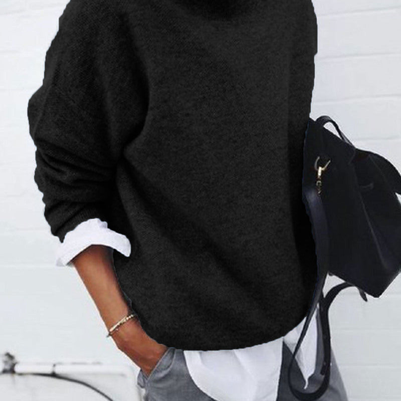 Suéter de dos piezas falso de manga larga con cuello camisero informal de moda de talla grande para mujer de otoño e invierno