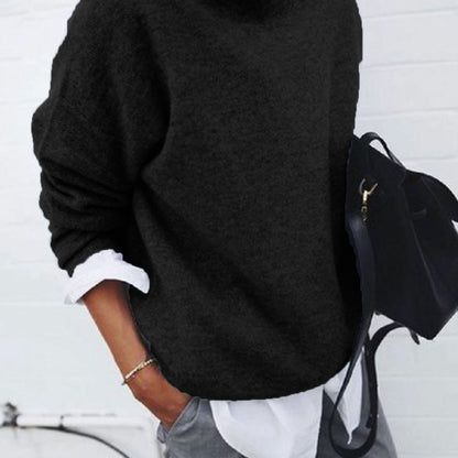 Suéter de dos piezas falso de manga larga con cuello camisero informal de moda de talla grande para mujer de otoño e invierno