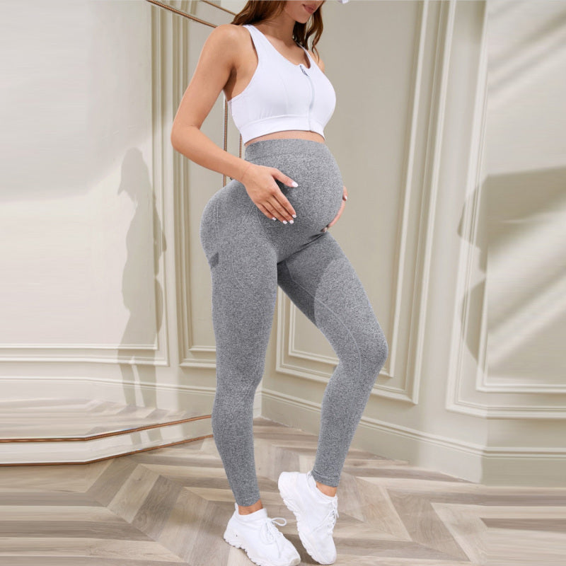 Pantalones de yoga casuales para embarazadas, de cintura alta elástica y secado rápido con soporte abdominal