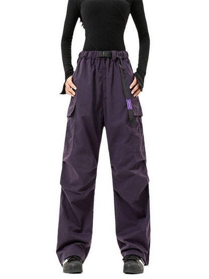Fashion Women Multi-Pocket High Waist Wide Leg Casual Cargo Pants