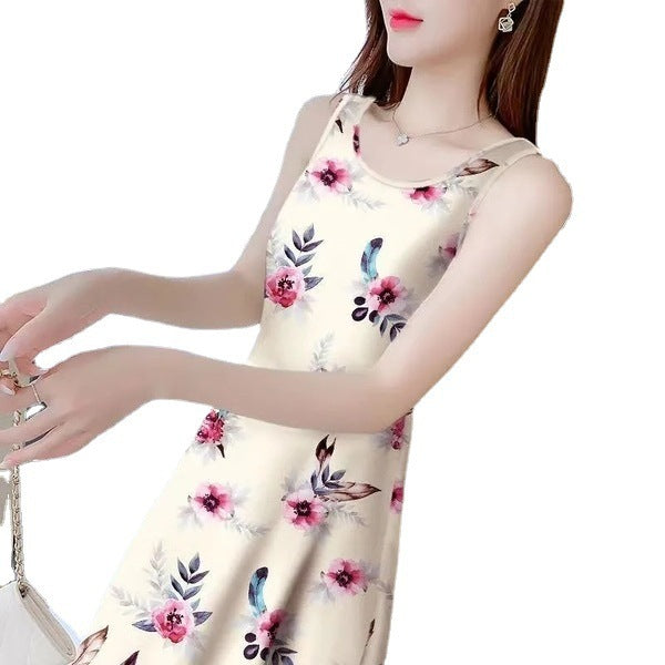 Summer Casual Women Floral Print Sleeveless Dress