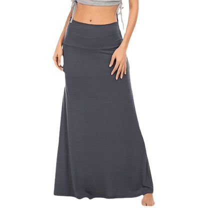 Women Solid Color High Waist Casual Loose Long Dress