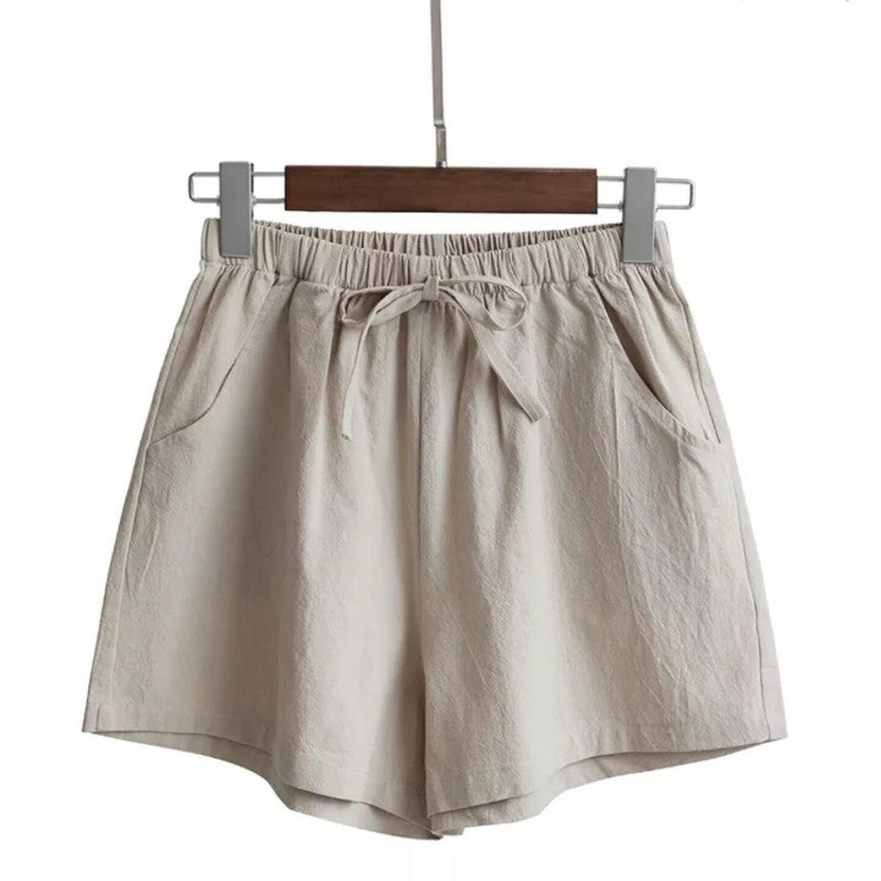 Women Casual Loose High Waist Solid Color Wide-Leg Shorts
