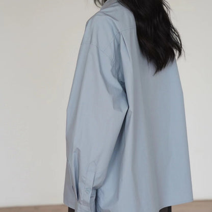 Women Casual Solid Color Cotton Long Sleeve Shirt Blouses