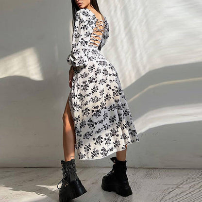 Vestido informal con abertura lateral y estampado floral para mujer