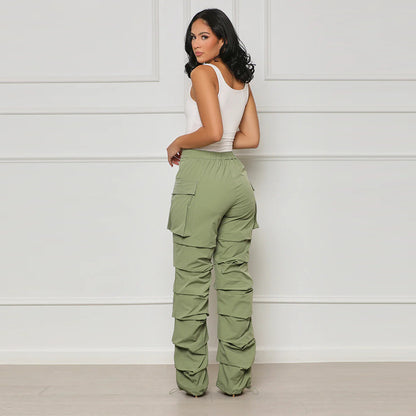 Women Fashion Casual Creased Straight Leg Pants