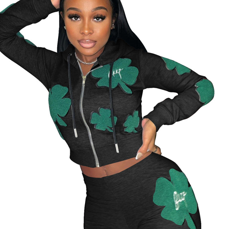 Women Print Pattern Casual Sports Two Piece Short Suit