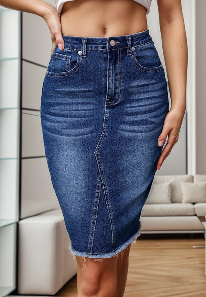 Women Fashion Casual High Waist Denim Skirt