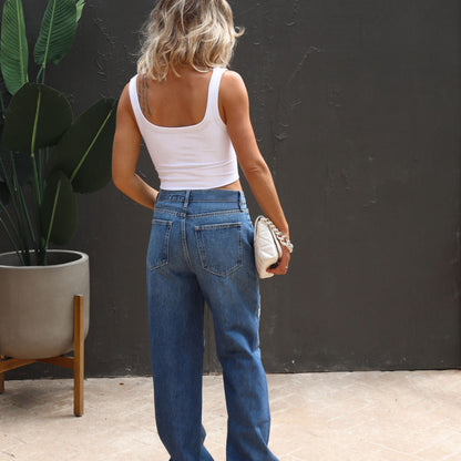 Vaqueros rectos, holgados y rotos para mujer