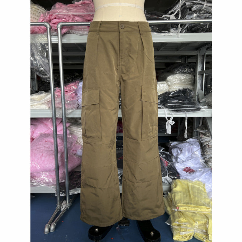 Pantalones cargo vintage de cintura baja, holgados, con múltiples bolsillos, informales y de pierna ancha para mujer