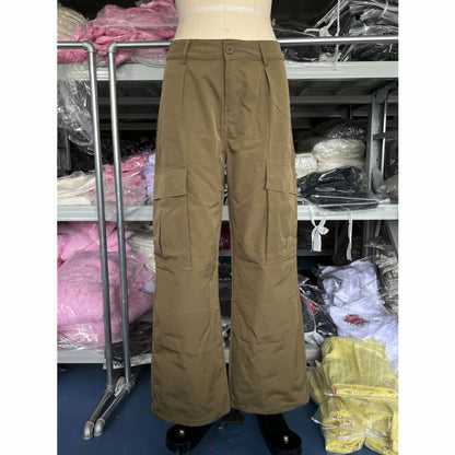 Pantalones cargo vintage de cintura baja, holgados, con múltiples bolsillos, informales y de pierna ancha para mujer