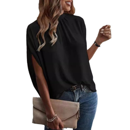 Blusa informal de verano con mangas murciélago y color liso para mujer
