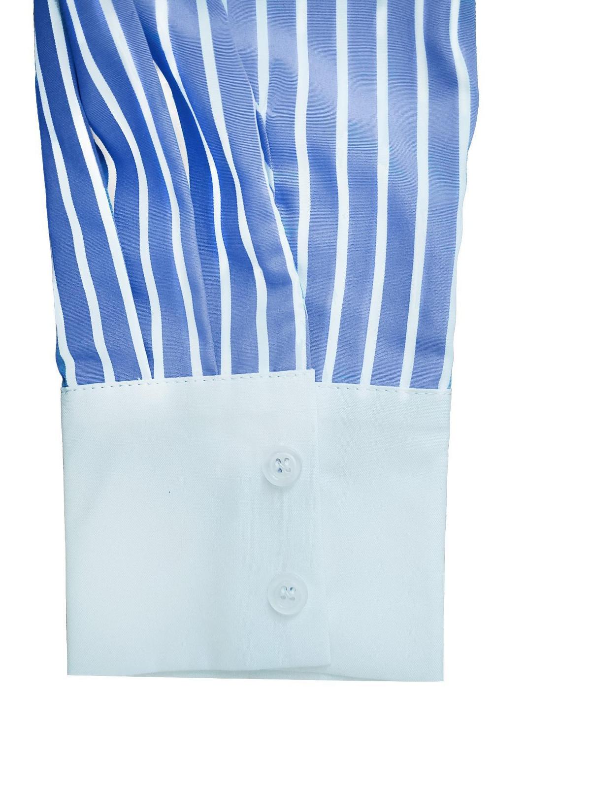 Blusa informal de manga larga con solapa y rayas para mujer