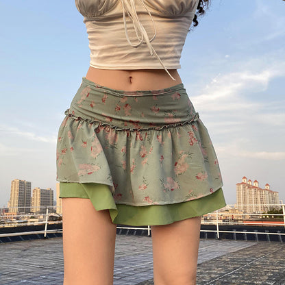 Falda informal con estampado de flores pequeñas para mujer
