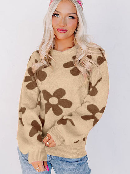 Women Casual Autumn And Winter Round Neck Knitted Sweater