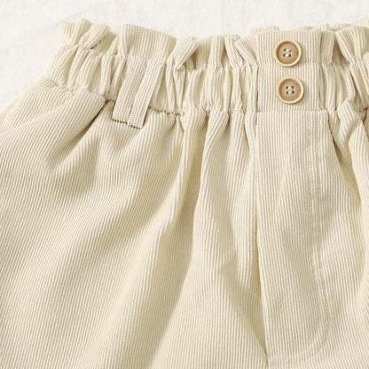 Women Solid Ruffle Elastic High Waist Casual Shorts