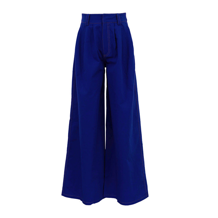 Women Fashion Casual Loose Pockets Wide Leg Pants