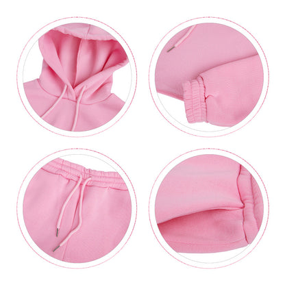 Women Casual Solid Color Long Sleeves Fleece-lined Hooded Top And Drawstring Waist Jogger Sweatpants With Tank Top Three Pieces Set