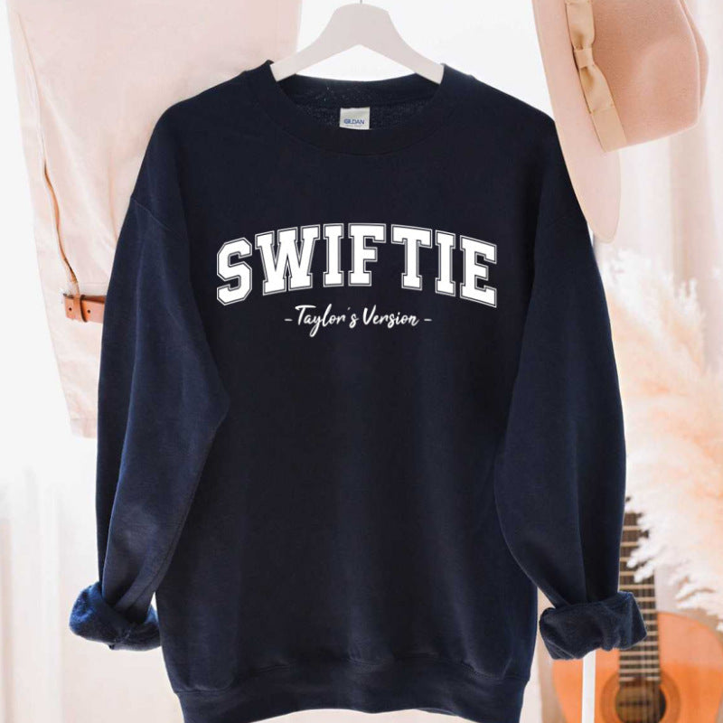 Sudadera informal de cuello redondo con estampado de letras para mujer