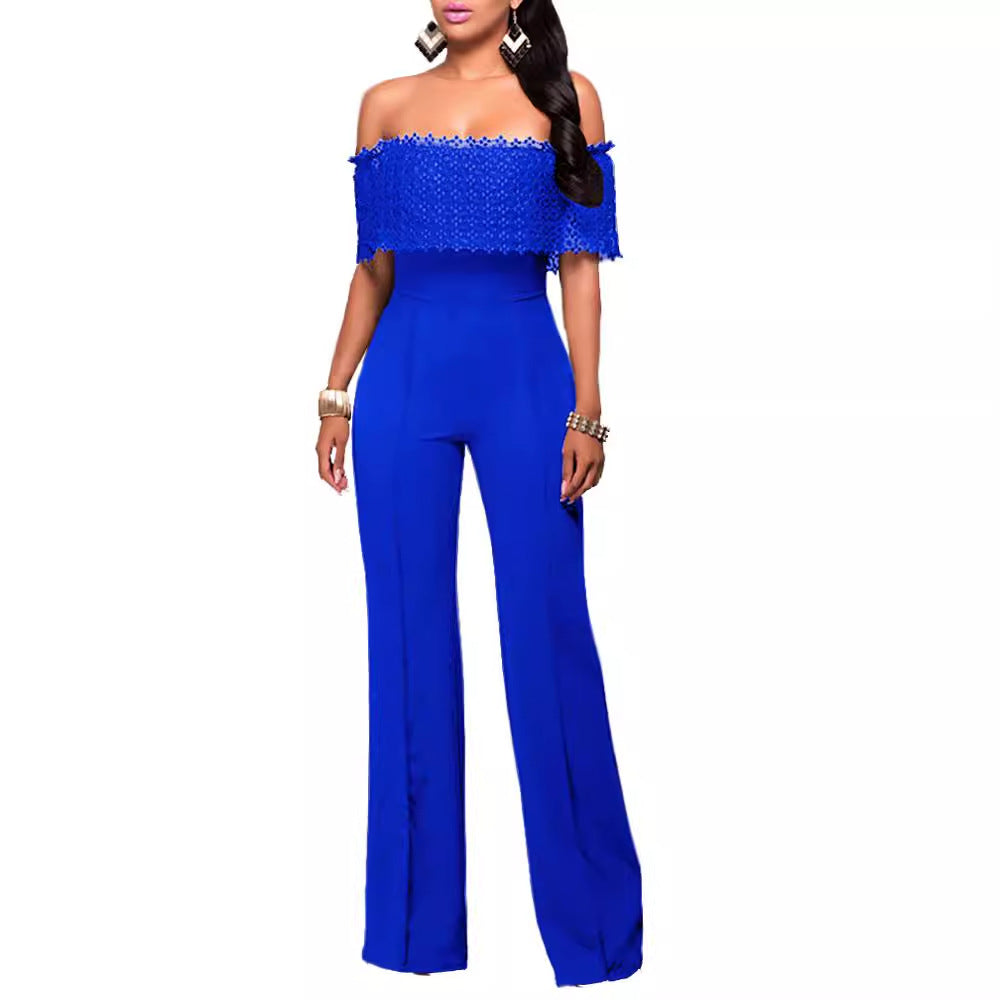Women Elegant Fashion Loose Casual Side Zipper Off-Shoulder Jumpsuits