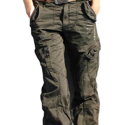 Street Fashion Women Multi-Pocket Plus Size Black Casual Loose Straight Cargo Pants