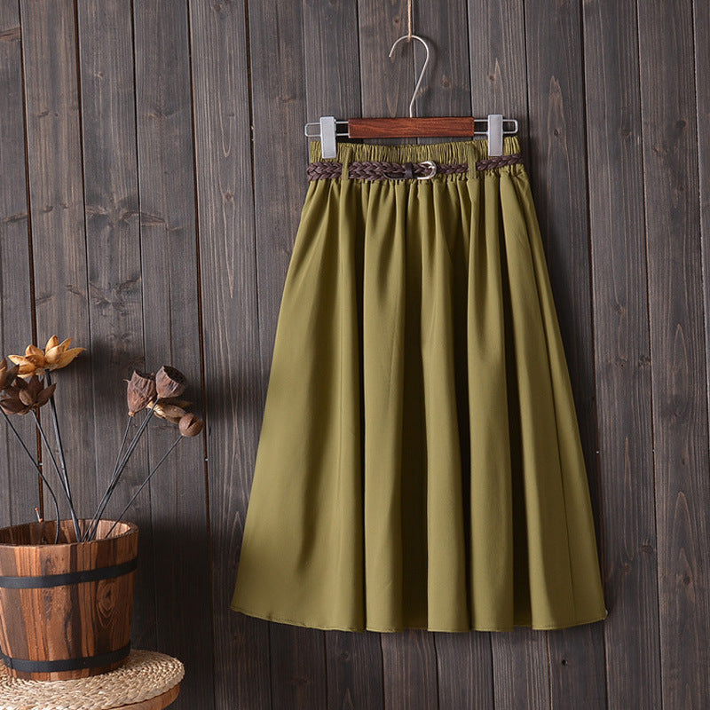 Women Solid Color High Waist Loose Casual Simple Skirt