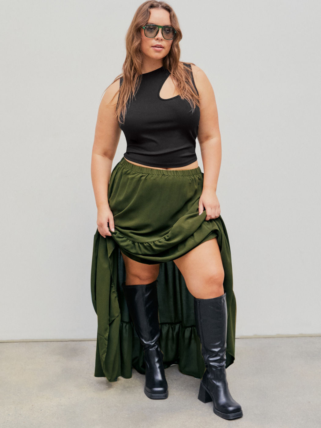 Summer Women Fashion Plus Size Casual Round Neck Hollow Sleeveless Top