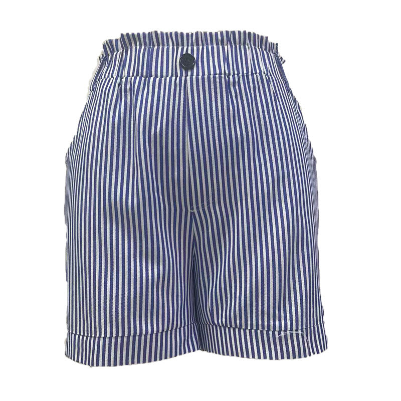Pantalones cortos casuales con bolsillos y rayas para mujer