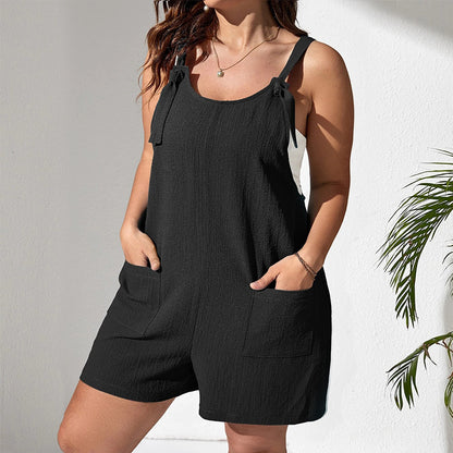 Women Fashion Casual Solid Color Plus Size Rompers