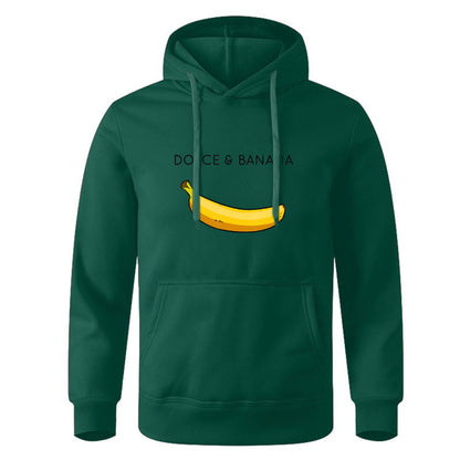 Sudadera con capucha de forro polar con estampado de plátano para hombre y mujer