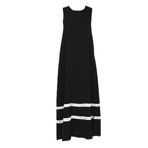 Summer Women Casual Loose Sleeveless Crewneck Maxi Dress