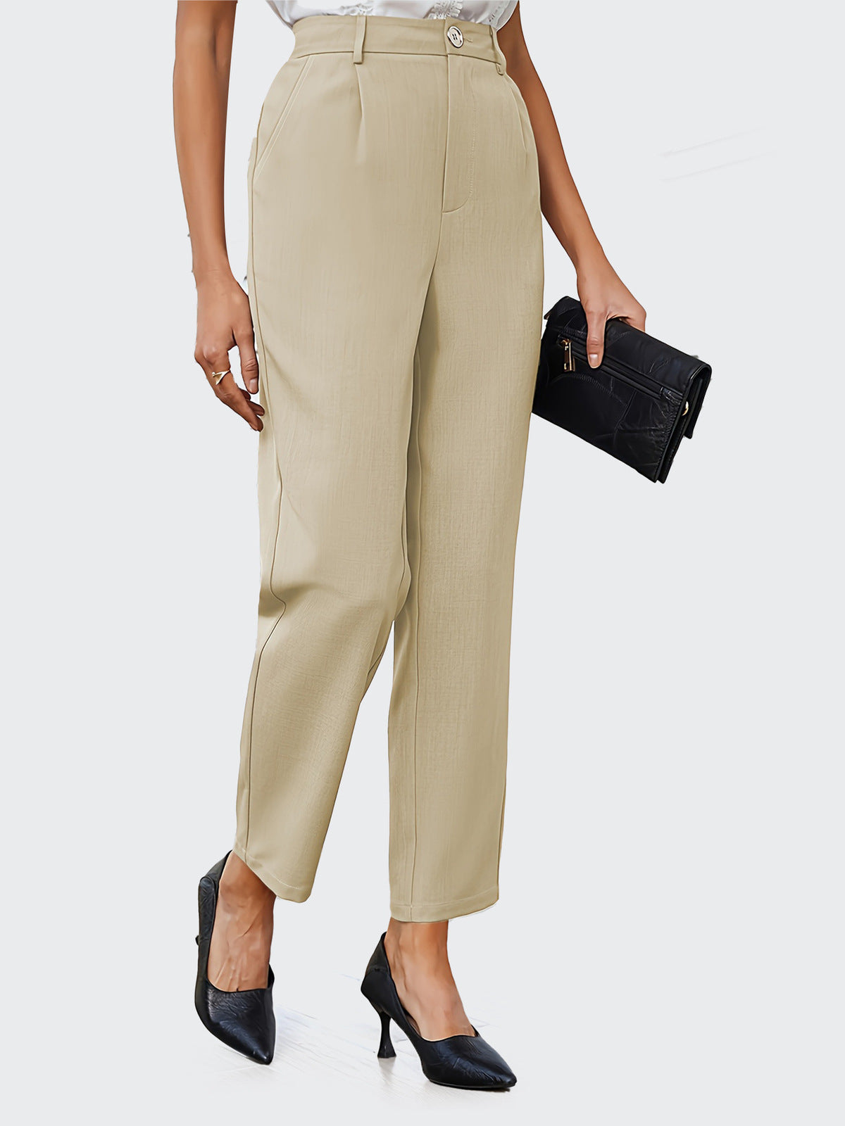 Women Fashion Casual Solid Color Straight Pants