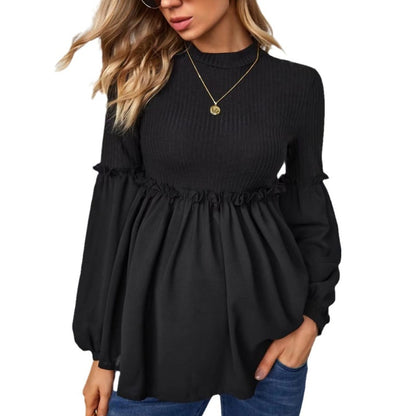 Blusa de maternidad informal de manga larga abullonada para mujer embarazada