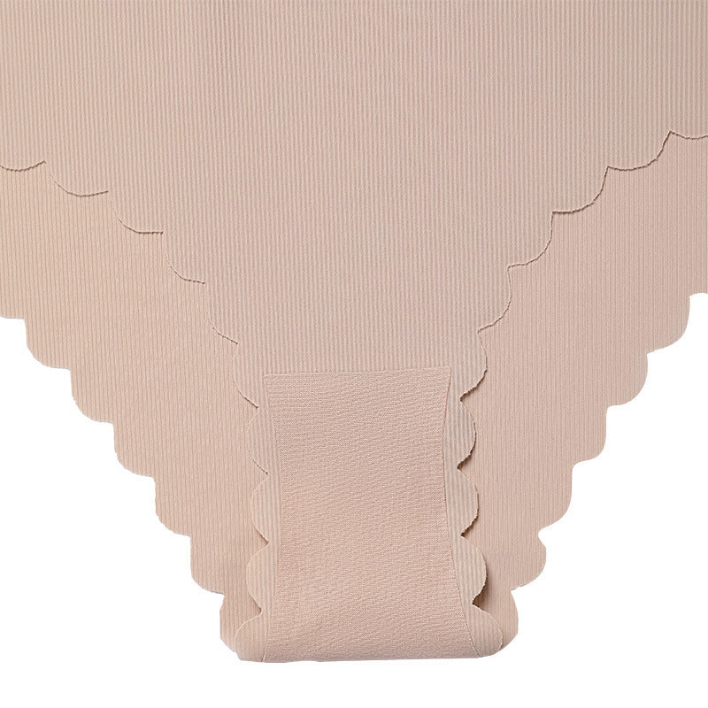 Women Casual Basic Mid-waist Breathable Ruffled Irregular Hem Panty
