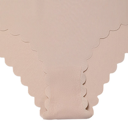 Women Casual Basic Mid-waist Breathable Ruffled Irregular Hem Panty