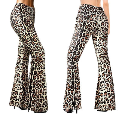 Women Fashion Casual Leopard Floral Printed Wide Leg Pants With Headband