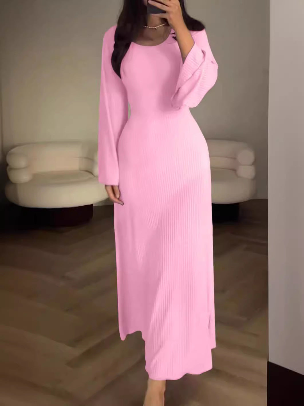 Women Fashion Long Sleeve Loose Casual Dress
