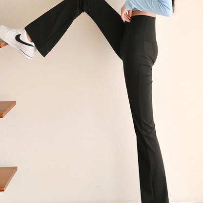 Women Fashion Casual Solid Color Hip Lifting Flared Pants