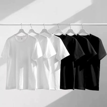 Camiseta informal de verano para mujer, color liso, cuello redondo, manga corta, sin mangas