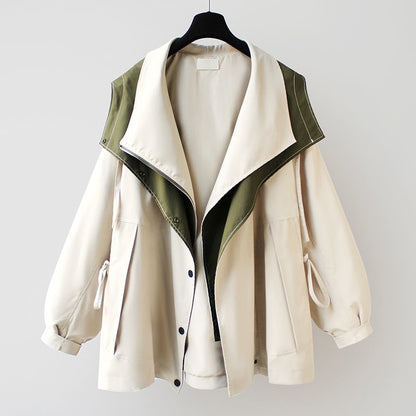 Gabardina de longitud media para mujer, estilo urbano, informal, con bloques de color, para invierno y otoño