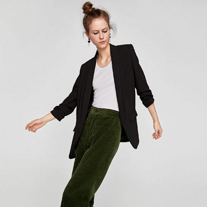 Blazer casual de color sólido de moda para mujer