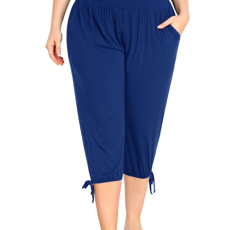 Women Fashion Casual Plus Size Solid Color Yoga Loose Pants