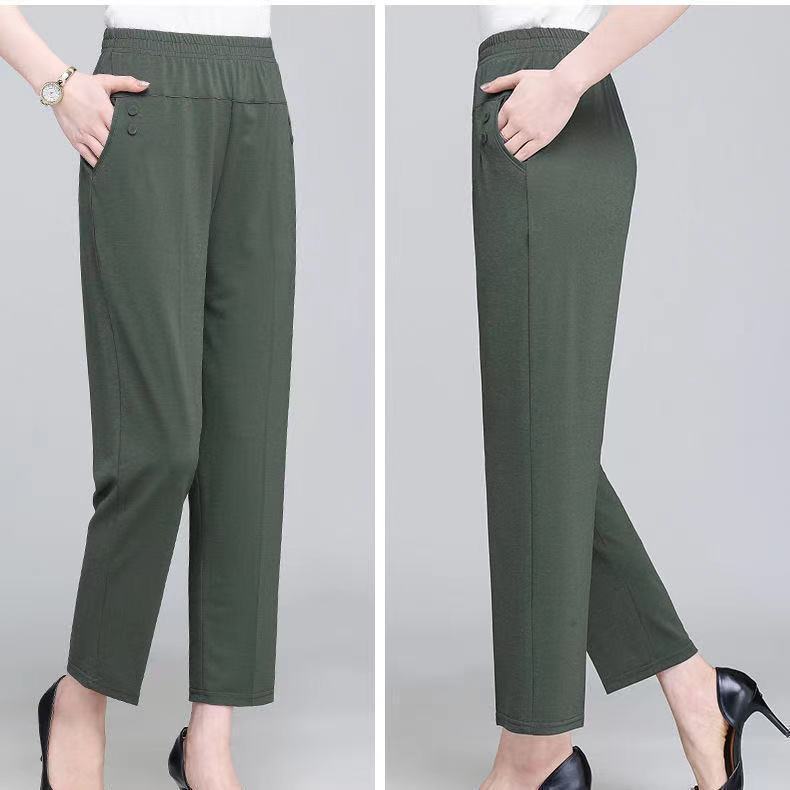 Women'S Casual High Waist Loose Cropped Pants