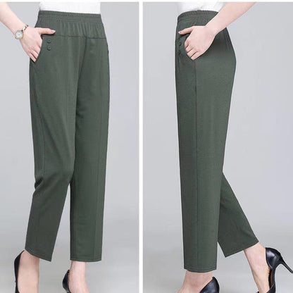 Women'S Casual High Waist Loose Cropped Pants