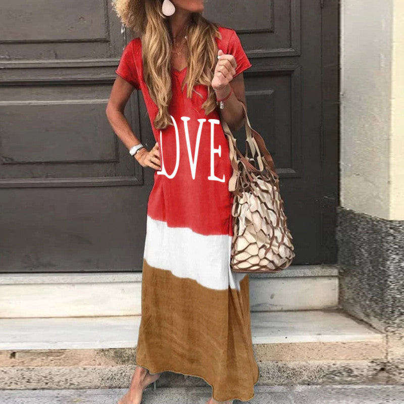 Women Fashion Plus Size Casual Love Letter Print Dress