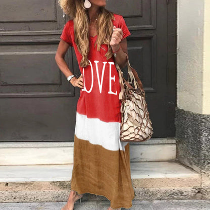 Women Fashion Plus Size Casual Love Letter Print Dress