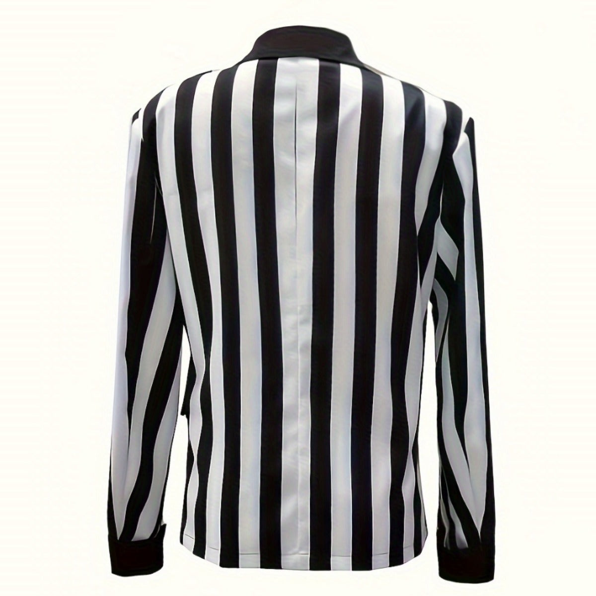 Chaqueta blazer informal de manga larga con estampado de rayas blancas y negras para mujer