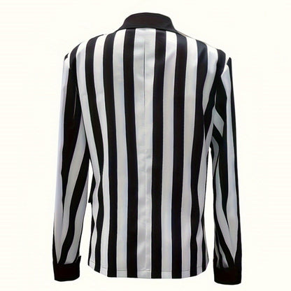 Chaqueta blazer informal de manga larga con estampado de rayas blancas y negras para mujer