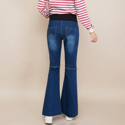 Pantalones vaqueros de maternidad acampanados, informales, elásticos y a la moda para embarazadas